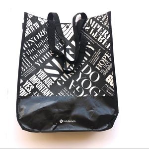 Large Lululemon Reusable Tote Bag Black and White